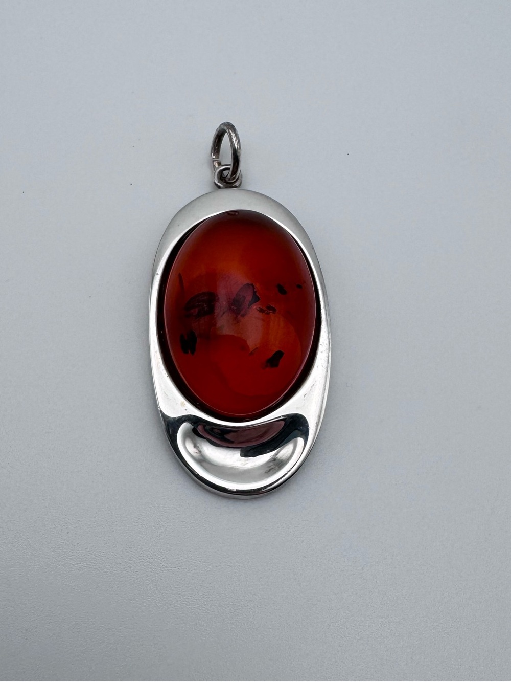 Vintage Sterling Silver 925 Amber Gemstone Pendant